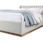 Logan Linen Textured Fabric Upholstered Queen Bed in Cream