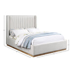 Logan Linen Textured Fabric Upholstered Queen Bed in Cream