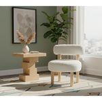 Ambre Vegan Shearling Fabric Upholstered Accent Chair in Cream