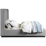 Logan Linen Textured Fabric Upholstered Queen Bed in Grey