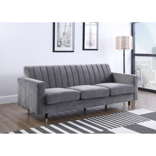 Lola 85" Velvet Upholstered Sofa in Grey