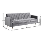 Lola 85" Velvet Upholstered Sofa in Grey