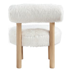 Ambre Vegan Shearling Fabric Upholstered Accent Chair in Cream