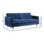 Lola 85" Velvet Upholstered Sofa in Navy