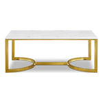 London Marble Veneer Top And Steel Base Coffee Table in Gold