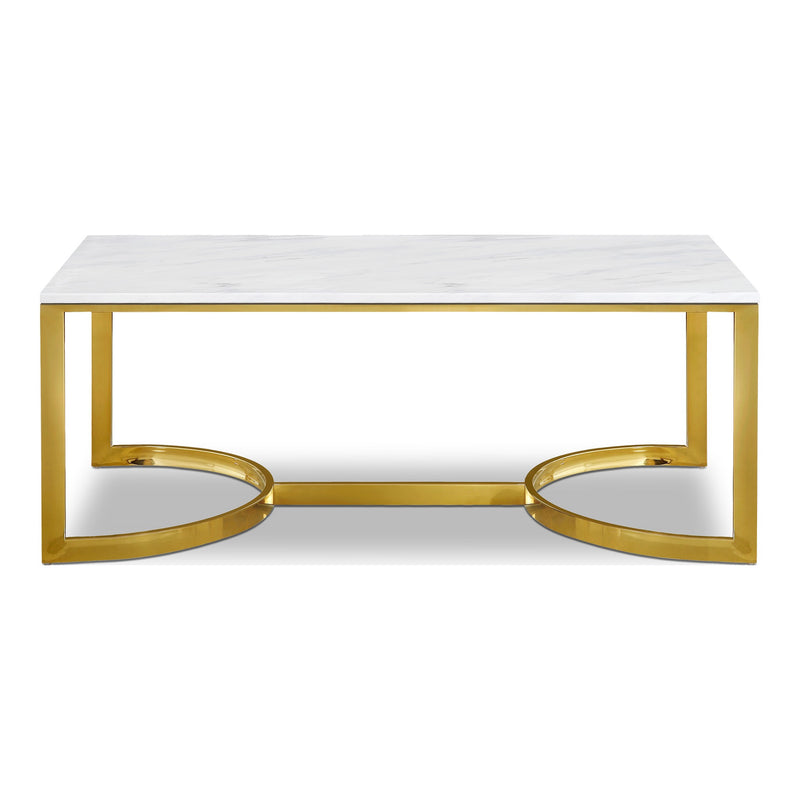 London Marble Veneer Top And Steel Base Coffee Table in Gold