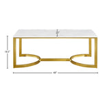 London Marble Veneer Top And Steel Base Coffee Table in Gold