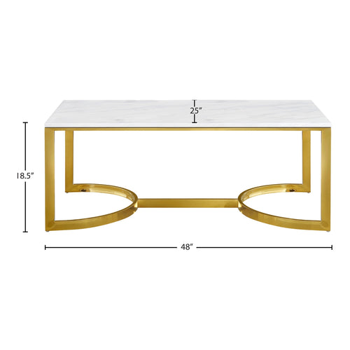 London Marble Veneer Top And Steel Base Coffee Table in Gold