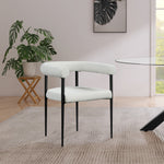 Louie Boucle Fabric Upholstered Dining Chair in Cream