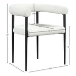 Louie Boucle Fabric Upholstered Dining Chair in Cream