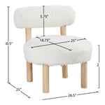 Ambre Vegan Shearling Fabric Upholstered Accent Chair in Cream