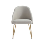 Gracie Vegan Leather Metal Dining Chair in Stone Gray and Gold