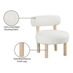 Ambre Vegan Shearling Fabric Upholstered Accent Chair in Cream