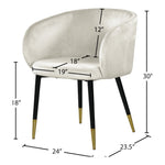 Louise Velvet Upholstered Dining Chair in Cream