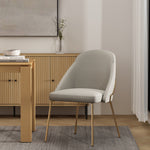 Gracie Vegan Leather Metal Dining Chair in Stone Gray and Gold