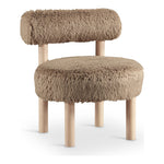 Ambre Vegan Shearling Fabric Upholstered Accent Chair in Tan