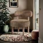Ambre Vegan Shearling Fabric Upholstered Accent Chair in Tan