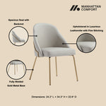 Gracie Vegan Leather Metal Dining Chair in Stone Gray and Gold