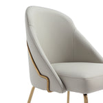 Gracie Vegan Leather Metal Dining Chair in Stone Gray and Gold