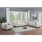 Lucia Linen Textured Fabric Upholstered Chair in Beige
