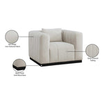Lucia Linen Textured Fabric Upholstered Chair in Beige