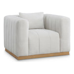 Lucia Linen Textured Fabric Upholstered Chair in Cream