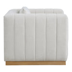 Lucia Linen Textured Fabric Upholstered Chair in Cream