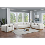 Lucia Linen Textured Fabric Upholstered Chair in Cream