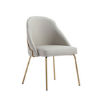 Gracie Vegan Leather Metal Dining Chair in Stone Gray and Gold