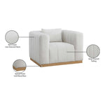 Lucia Linen Textured Fabric Upholstered Chair in Cream