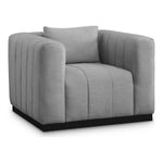 Lucia Linen Textured Fabric Upholstered Chair in Grey