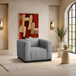 Lucia Linen Textured Fabric Upholstered Chair in Grey