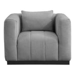 Lucia Linen Textured Fabric Upholstered Chair in Grey