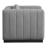 Lucia Linen Textured Fabric Upholstered Chair in Grey