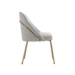 Gracie Vegan Leather Metal Dining Chair in Stone Gray and Gold