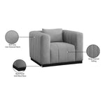 Lucia Linen Textured Fabric Upholstered Chair in Grey