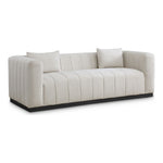 Lucia 90.5" Linen Textured Fabric Upholstered Sofa in Beige