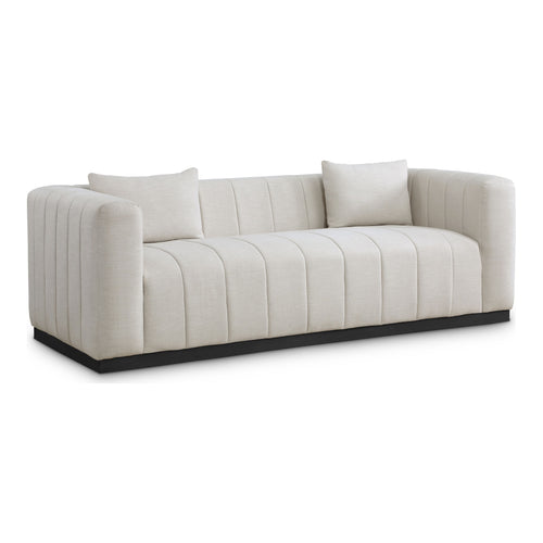 Lucia 90.5" Linen Textured Fabric Upholstered Sofa in Beige