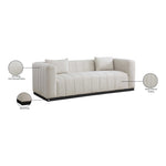 Lucia 90.5" Linen Textured Fabric Upholstered Sofa in Beige