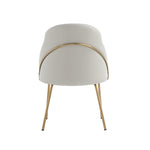 Gracie Vegan Leather Metal Dining Chair in Stone Gray and Gold