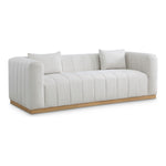 Lucia 90.5" Linen Textured Fabric Upholstered Sofa in Cream