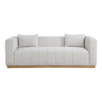 Lucia 90.5" Linen Textured Fabric Upholstered Sofa in Cream