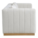 Lucia 90.5" Linen Textured Fabric Upholstered Sofa in Cream