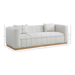 Lucia 90.5" Linen Textured Fabric Upholstered Sofa in Cream