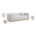Lucia 90.5" Linen Textured Fabric Upholstered Sofa in Cream