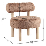 Ambre Vegan Shearling Fabric Upholstered Accent Chair in Tan