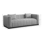 Lucia 90.5" Linen Textured Fabric Upholstered Sofa in Grey