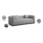 Lucia 90.5" Linen Textured Fabric Upholstered Sofa in Grey