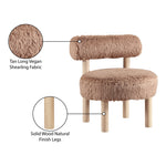 Ambre Vegan Shearling Fabric Upholstered Accent Chair in Tan
