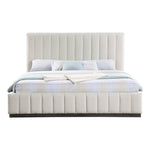 Lucia Linen Textured Fabric Upholstered King Bed in Beige